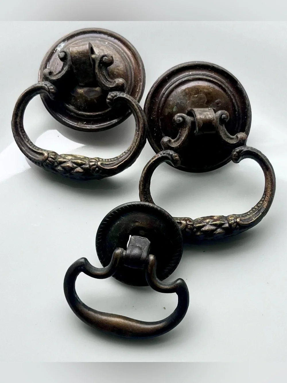 Antique Bronze Drawer Pulls Rustic Brown pull knob Wall Decor Hardware Set of 3